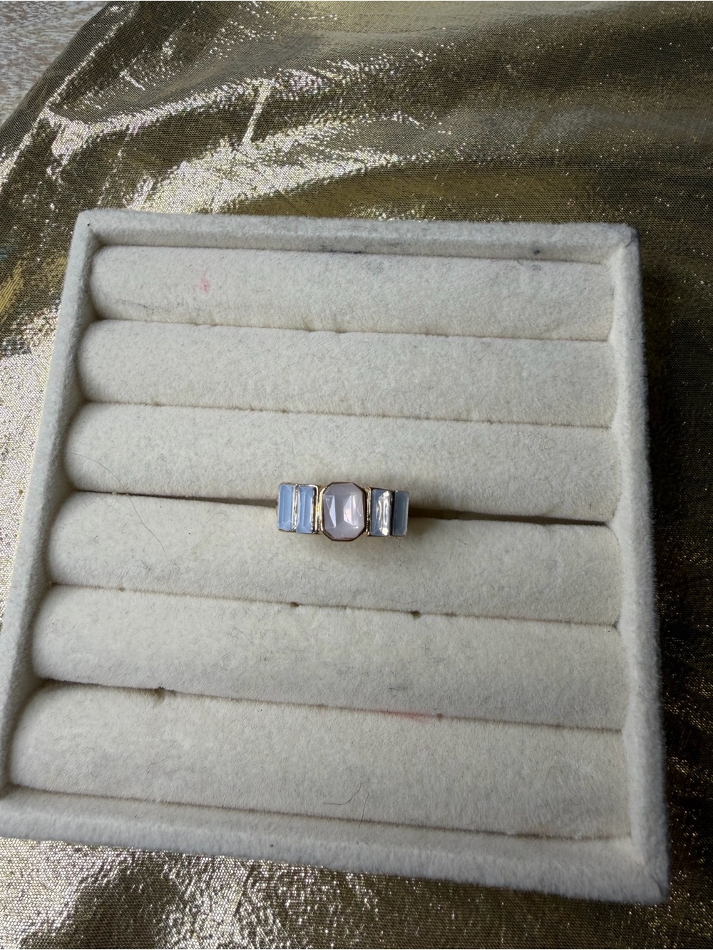 Elegant Gold light Pink and White Women's Ring